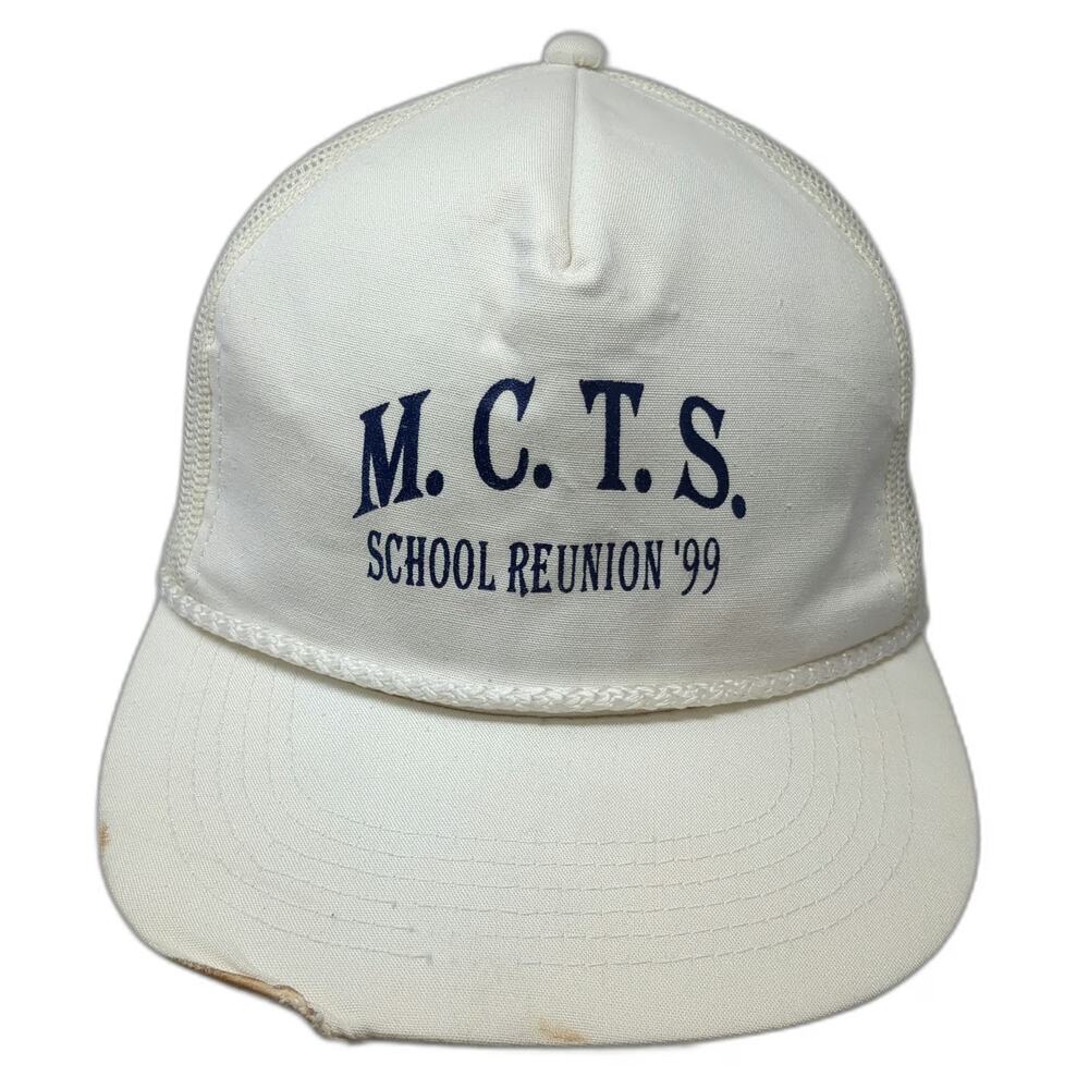 Young An Trucker Hat White One Size MCTS School Reunion 99 Mesh Snapback Rope